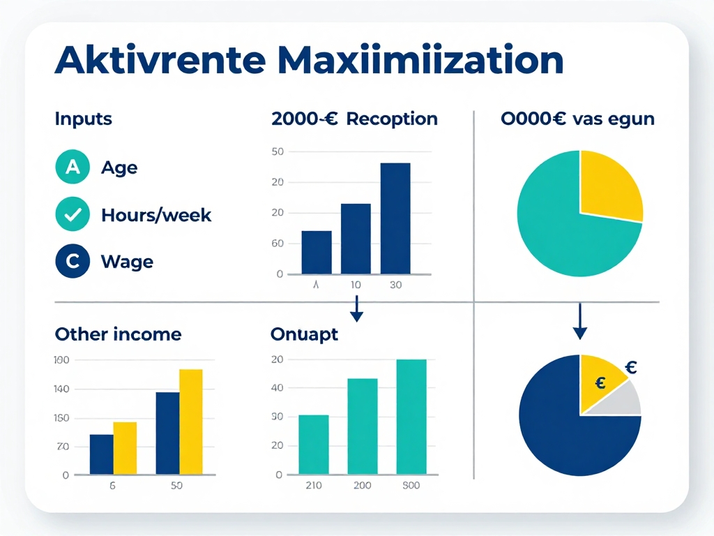 Infografik: Schritt-für-Schritt Aktivrente Berechnung mit Eingaben und Ausgaben